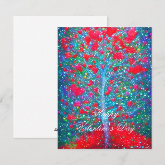 Herzblühen auf Baumvalentin Feiertagskarte (Vorne/Hinten)