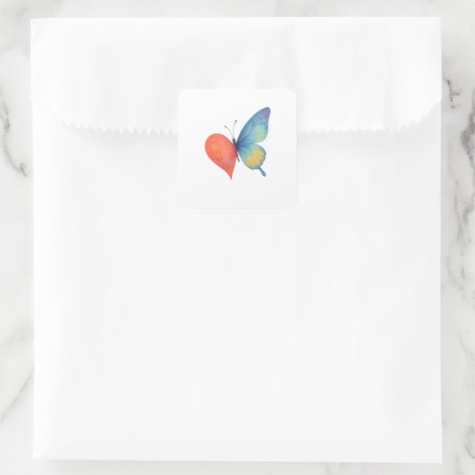 Herzblut Quadratischer Aufkleber (Tasche)