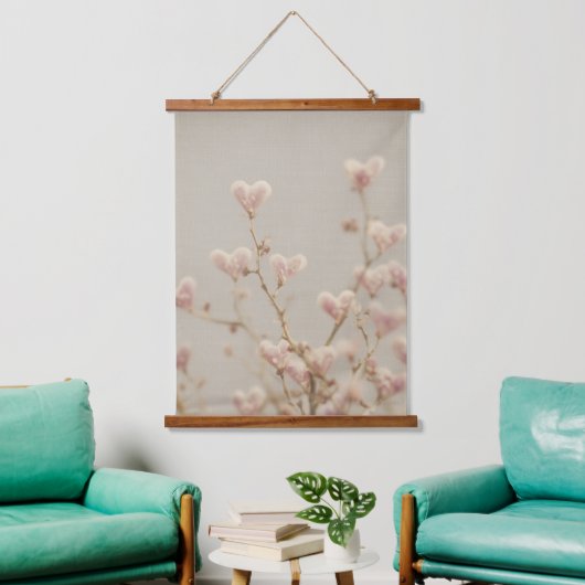 Herzblüten Wandteppich – Romantische Botanische (Wohnzimmer)