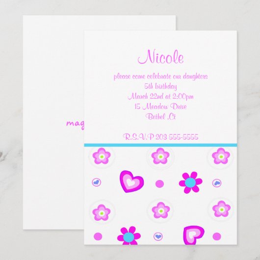 Herzblütengeburt Einladung (Vorne/Hinten)