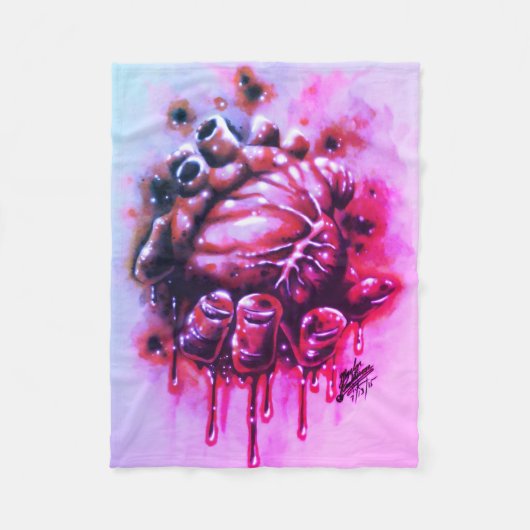 Herzblutungen Fleecedecke (Vorderseite)