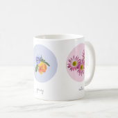 Herzblutungen, Stiefmütterchen und Aster-Blume Kaffeetasse (VorderseiteRechts)