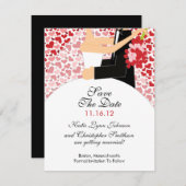 Herzbräune & Bräutigam Save the Date Einladung (Vorne/Hinten)