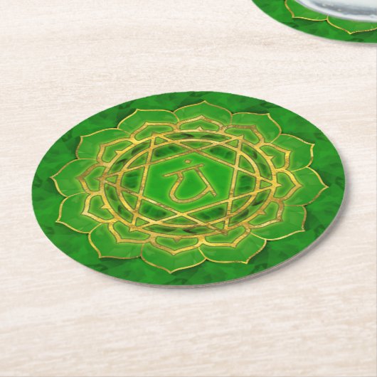 Herzchakra - Anahata Runder Pappuntersetzer (Angewinkelt)