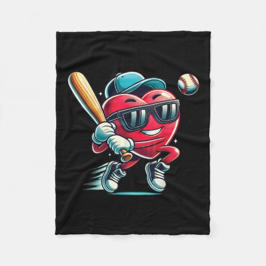 Herzchen Baseball Boys Kinder Baseball Valentin Fleecedecke (Vorderseite)