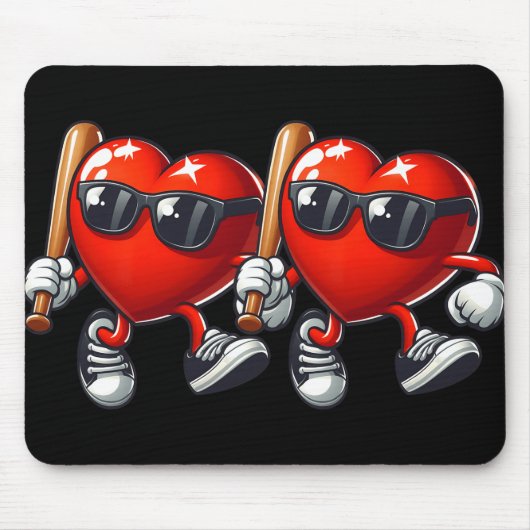 Herzchen Baseball Funny Valentine's Day Febru Mousepad (Vorne)