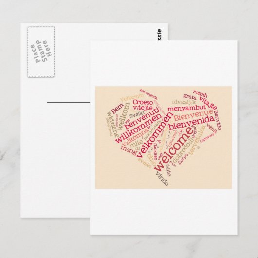 Herzchen der Wortwolke Postkarte (Vorne/Hinten)