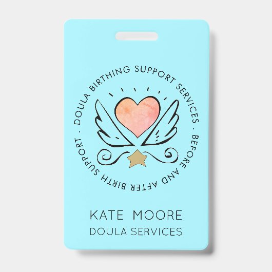 Herzchen Doula oder Midfrau mit dem Namen Wings Ausweis (Vorderseite)