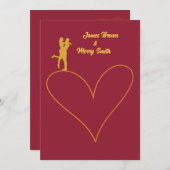 Herzchen in Liebe Glamour Goldene Hochzeit Einladung (Vorne/Hinten)