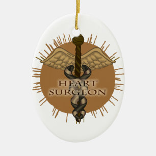 Herzchirurg Caduceus Keramik Ornament