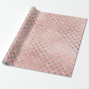 HerzConfettifunkelnd Sequin-Silber-Rosa-Rose Geschenkpapier