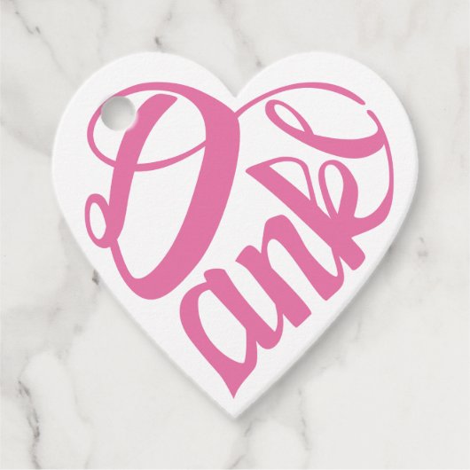 HerzDankeschön als rosa Geschenkanhänger (Vorderseite)