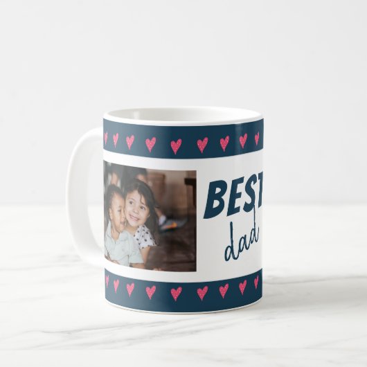 Herzdesign Best Vater 2 Foto Kaffeetasse (Vorderseite Links)