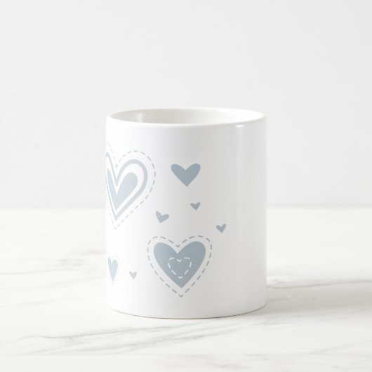 Herzdesign, einfaches Herzdesign, graue Herzen Kaffeetasse (Mittel)