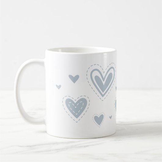 Herzdesign, einfaches Herzdesign, graue Herzen Kaffeetasse (Links)