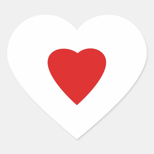 Herzdesign in Rot und Weiß Liebe. Herz-Aufkleber (Vorderseite)
