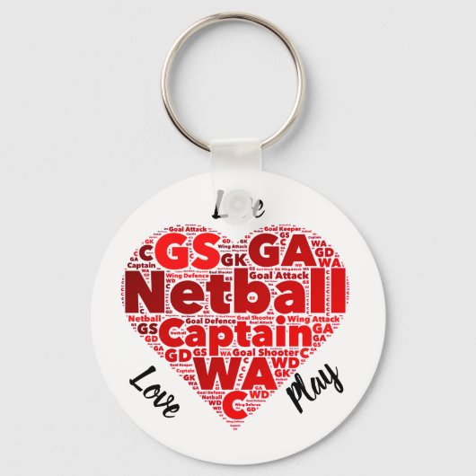 Herzdesign Inspiration Netball Hauptmann Schlüsselanhänger (Vorderseite)