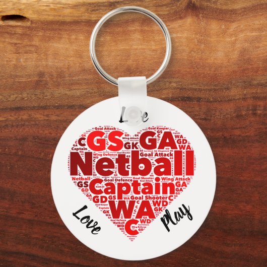 Herzdesign Inspiration Netball Hauptmann Schlüsselanhänger (Vorderseite)