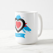 Herzdesign mit anpassbarem Text Kaffeetasse (VorderseiteRechts)