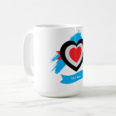 Herzdesign mit anpassbarem Text Kaffeetasse (Vorderseite Links)