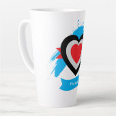 Herzdesign mit anpassbarem Text Milchtasse (Linke Ecke)