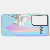 Herzdesign mit weißer Rose für den Fall Galaxy S21 Samsung Galaxy Hülle (Rückseite (Horizontal))