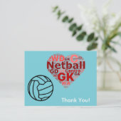 Herzdesign Netball Vielen Dank Postkarte (Stehend Vorderseite)