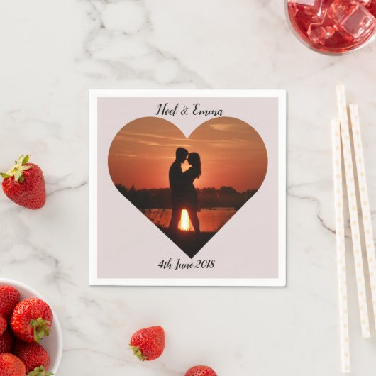 Herzdesign Personalisiertes Foto Serviette (Beispiel)