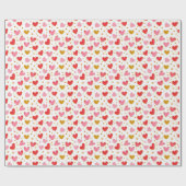 Herzdesign | Rote, rosa und goldene Herzen Geschenkpapier (Flach)