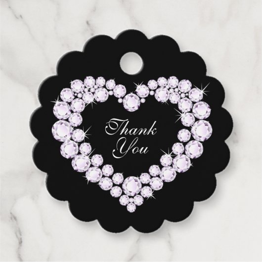 Herzdiamanten auf schwarz danke Ihnen Hochzeit Geschenkanhänger (Vorderseite)