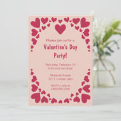 Herzdoodles auf Peach Valentins Party Einladung (Stehend Vorderseite)