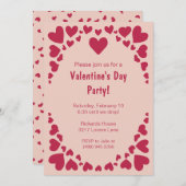 Herzdoodles auf Peach Valentins Party Einladung (Vorne/Hinten)