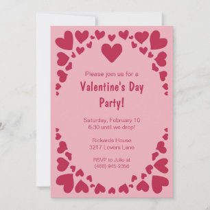 Herzdoodles auf Pink Valentins Party Einladung