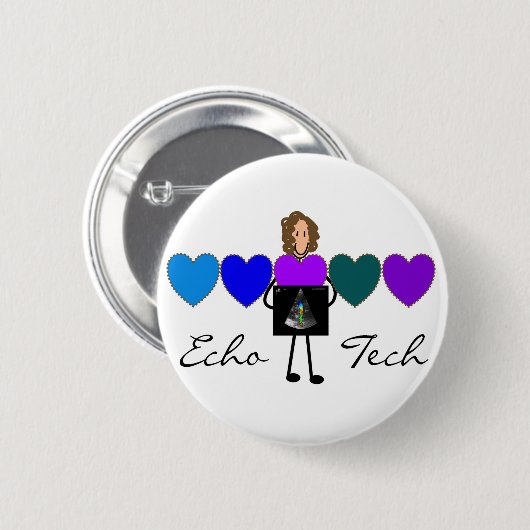 Herzecho-Techniker-einzigartige Geschenke Button (Vorne & Hinten)