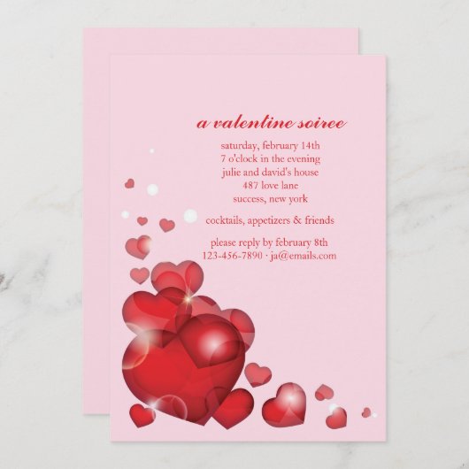 Herzecke Valentinstag Einladung (Vorne/Hinten)