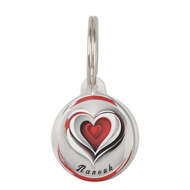 Herzen, abstrakt im Kreis -  Haustiermarke (Vorderseite)