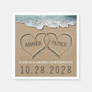 Herzen am Sandstrand von Napkins Hochzeit Serviette