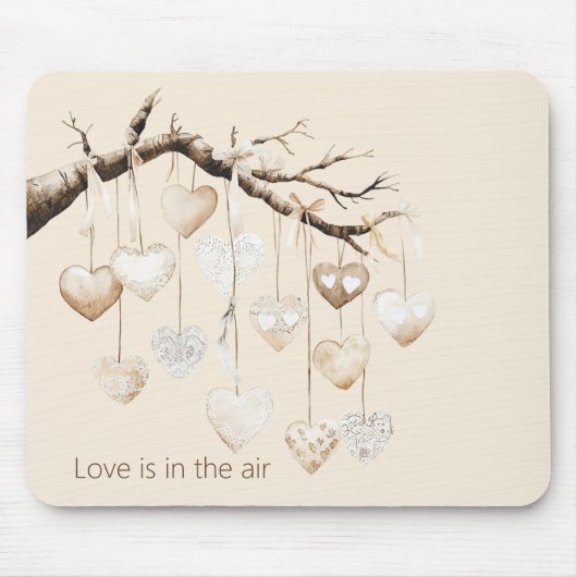 Herzen auf einem Baumzweig Liebe Mousepad (Vorne)
