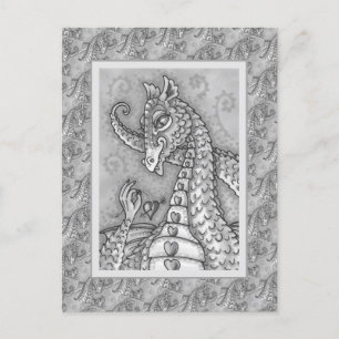 HERZEN AUF EINEM ZEICHENGRUPPEN-DRAGON-VALENTIN, F POSTKARTE