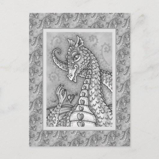HERZEN AUF EINEM ZEICHENGRUPPEN-DRAGON-VALENTIN, F POSTKARTE (Vorderseite)