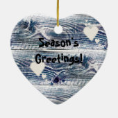 Herzen auf Holz, Frohe Festtage Keramik Ornament (Hinten)