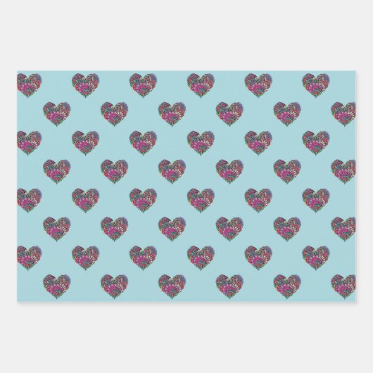 HERZEN AUF PASTEL GESCHENKPAPIER SET (Vorderseite 2)