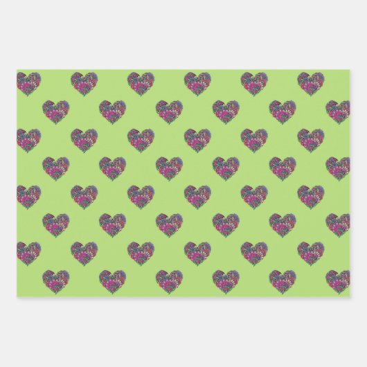 HERZEN AUF PASTEL GESCHENKPAPIER SET (Vorderseite)