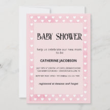 Herzen auf rosa Baby Shower Einladung