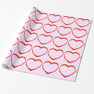 Herzen auf rosa Einwickelpapier Geschenkpapier