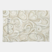 Herzen aus Creme Geschirrtuch (Horizontal)