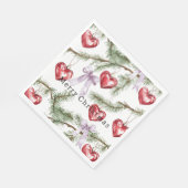 Herzen Bäume Rot Violette Bögen Weihnachten Serviette (Ecke)