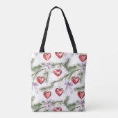 Herzen Bäume Rot Violette Bögen Weihnachten Tasche (Rückseite)