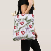 Herzen Bäume Rot Violette Bögen Weihnachten Tasche (Von Nahem)