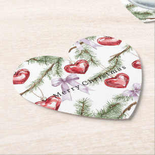 Herzen Bäume Rot Violette Bögen Weihnachten Untersetzer